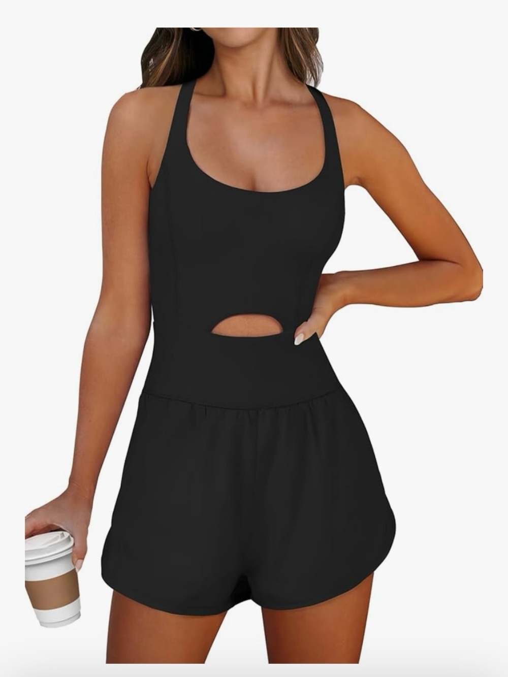 Black Cutout Tank Romper